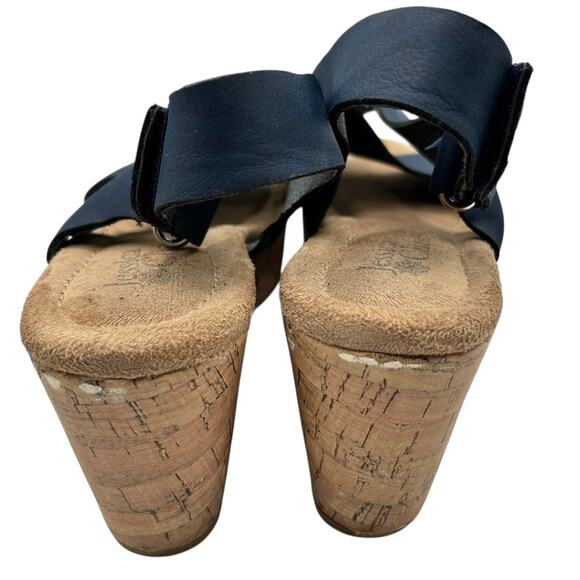 Jessica Cline Women's Leather Dreamer Cross-Strap Cork Wedge Sandals Size 8.5M - Picture 7 of 12